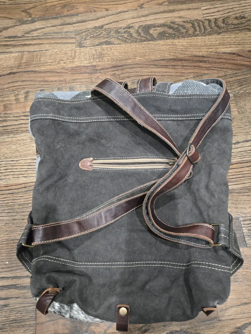 Myra Bag Geometric Aztec Leather Cotton Canvas Backpack Bag